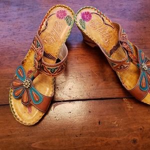 Two inch heel colorful summer sandals